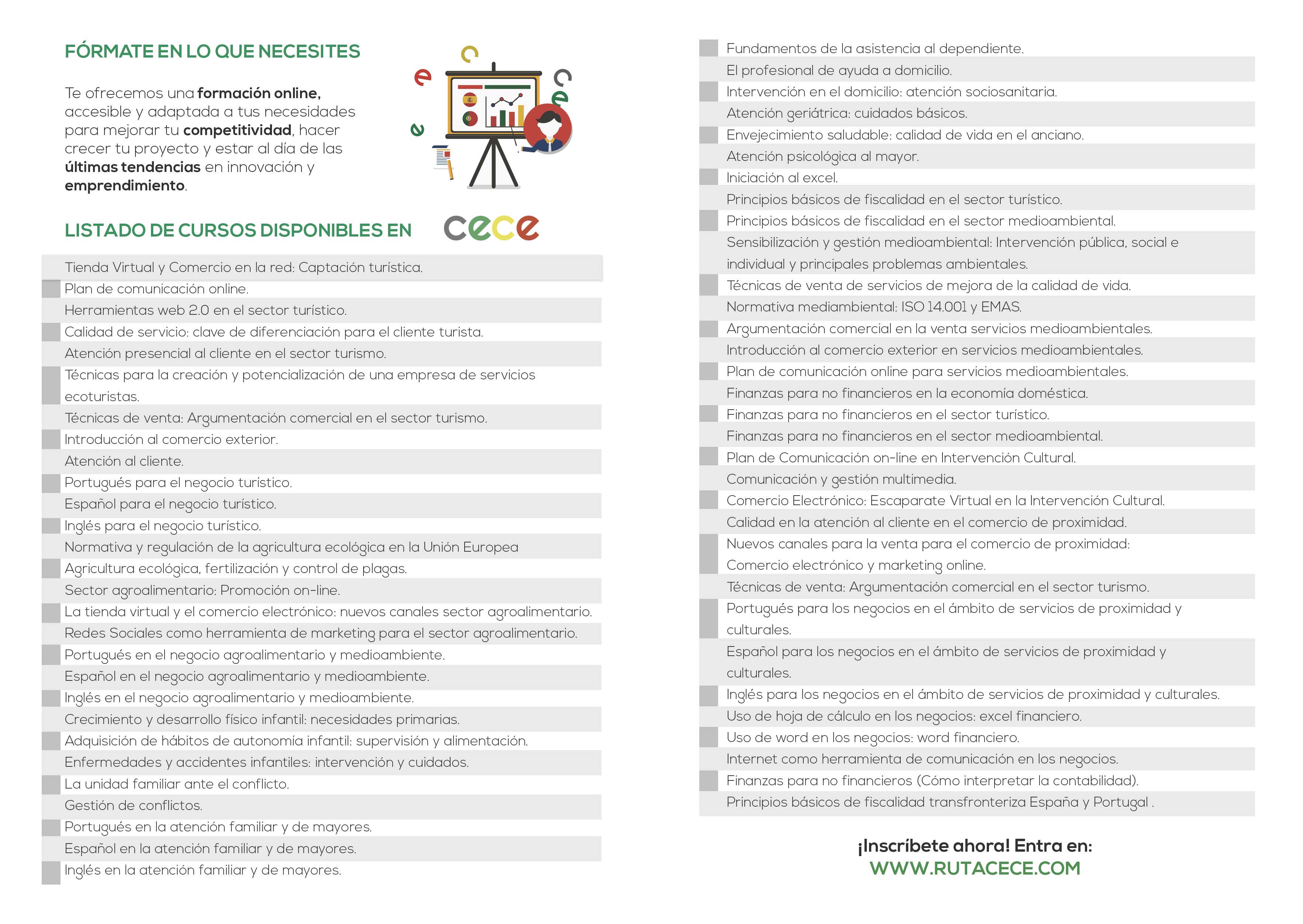 FORMACIÓN GRATUITA A TRAVES DE LA PLATAFORMA WEB WWW.RUTACECE.COM